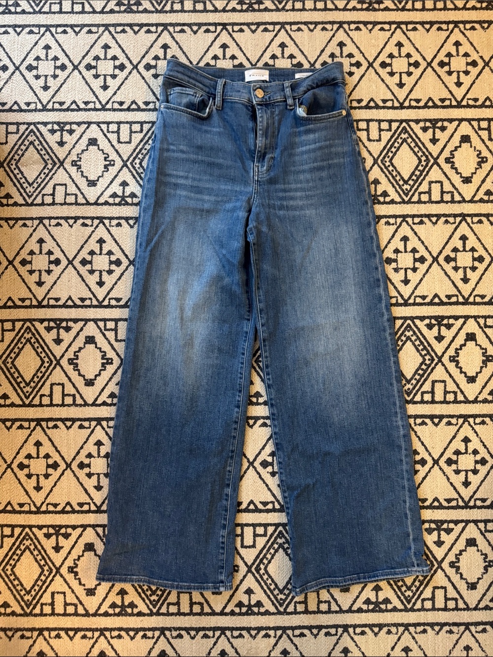 Frame Denim Le Slim Palazzo Wide-Leg Jeans in Medium Blue Wash 29